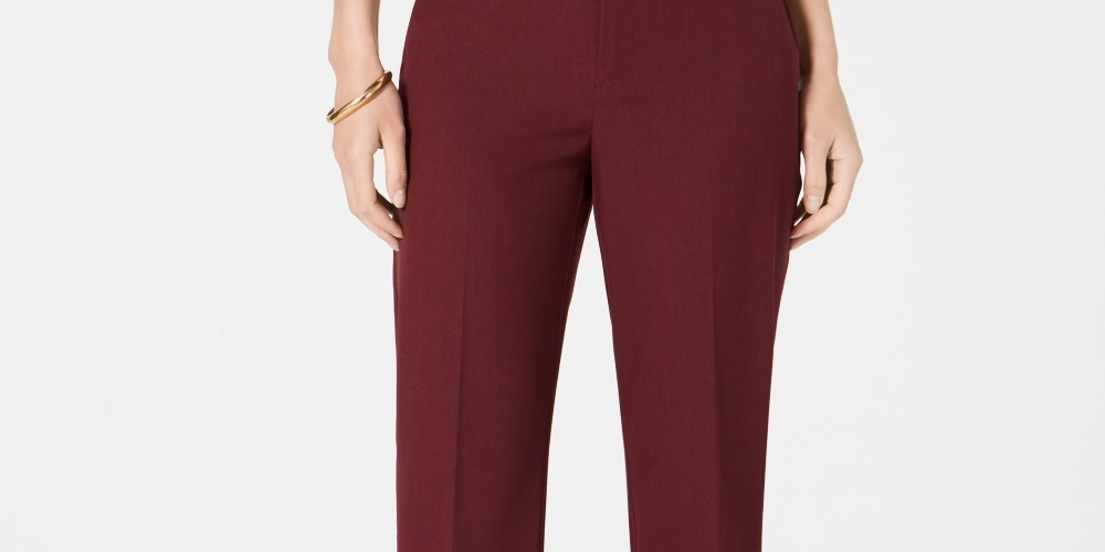 Charter Club Women's Solid Trousers Wine Size 6 Petite