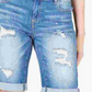 INC International Concepts Women's Curvy-Fit Ripped Bermuda Shorts Blue Size 0