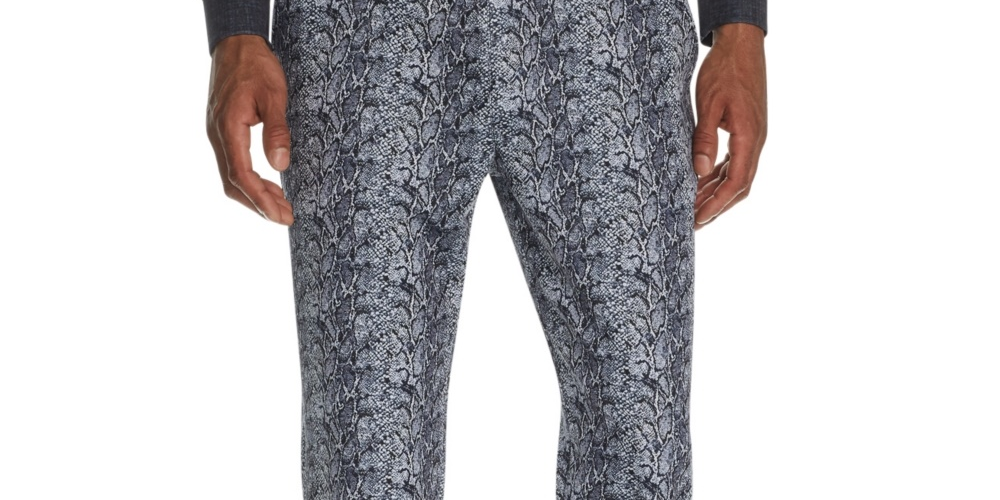 Tallia Men's Pants Large Snakeskin Print Jogger Stretch Gray Size Large