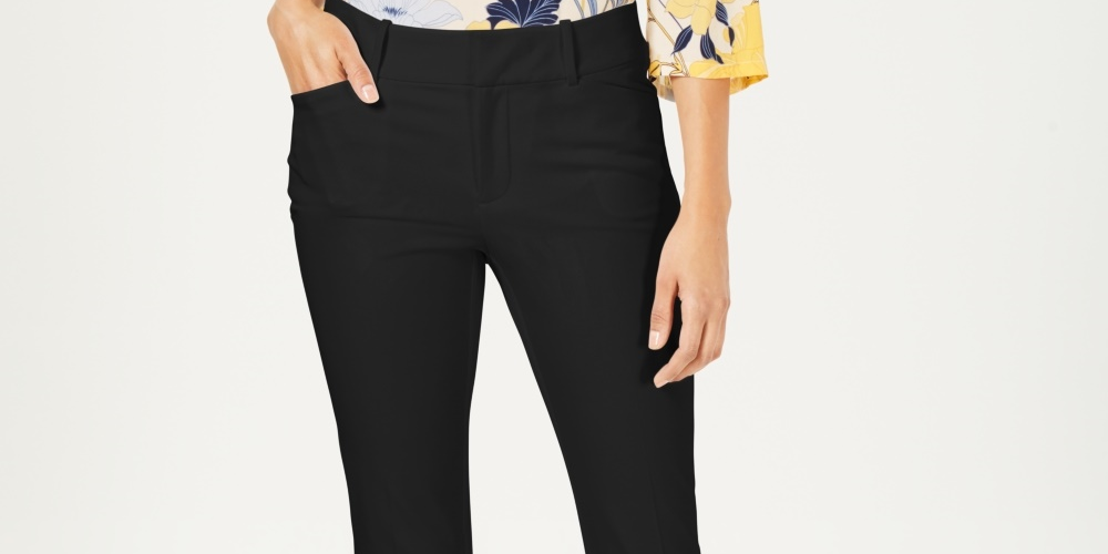 Charter Club Women's Solid Newport Slim-Leg Pants  Black Size 4 Petite