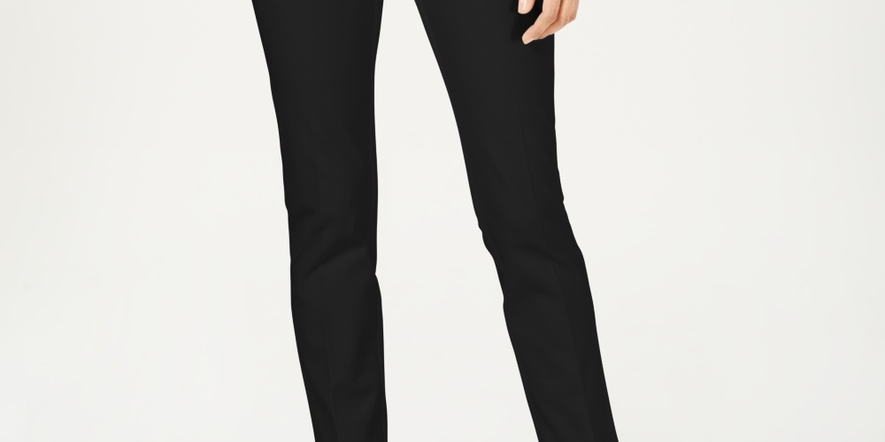 Charter Club Women's Solid Newport Slim-Leg Pants  Black Size 4 Petite