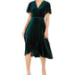 Vince Camuto Women's Velvet Faux-Wrap Dress Green Size 14