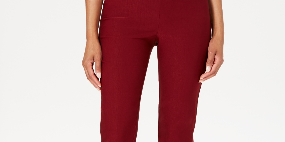 Charter Club Women's Chelsea Tummy Control Skinny-Leg Ankle Pants Wine Size 6