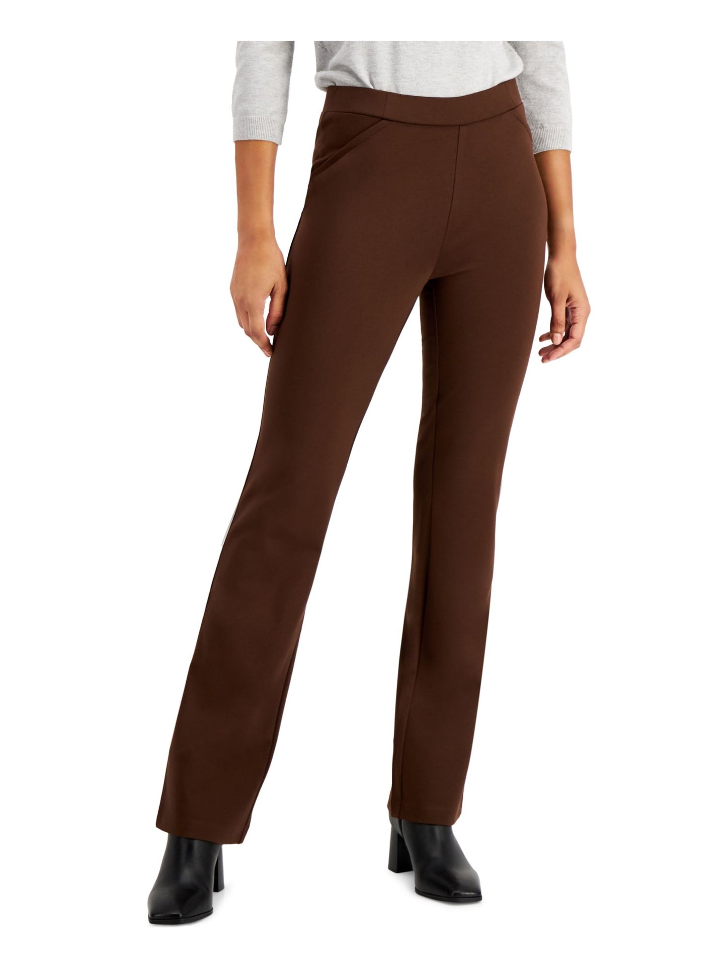 Style & Co Women's Comfort Waist Bootcut Pants Brown Size Petite M