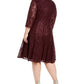 SLFashions Women's Plus Sequined Lace Dress Wine Size Petite Small