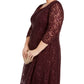 SLFashions Women's Plus Sequined Lace Dress Wine Size Petite Small