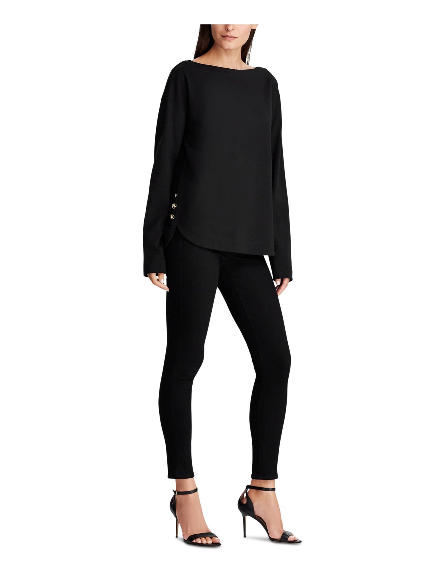 Ralph Lauren Women's Button Hem Boatneck Blouse Green Size X-Large