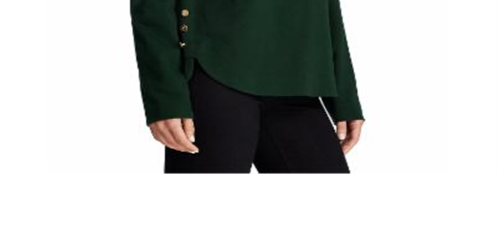 Ralph Lauren Women's Button Hem Boatneck Blouse Green Size X-Large