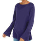 Style & Company Women's Purple Ribbed Patterned Long Sleeve Jewel Neck Blouse Sweater Purple Size Petite Small