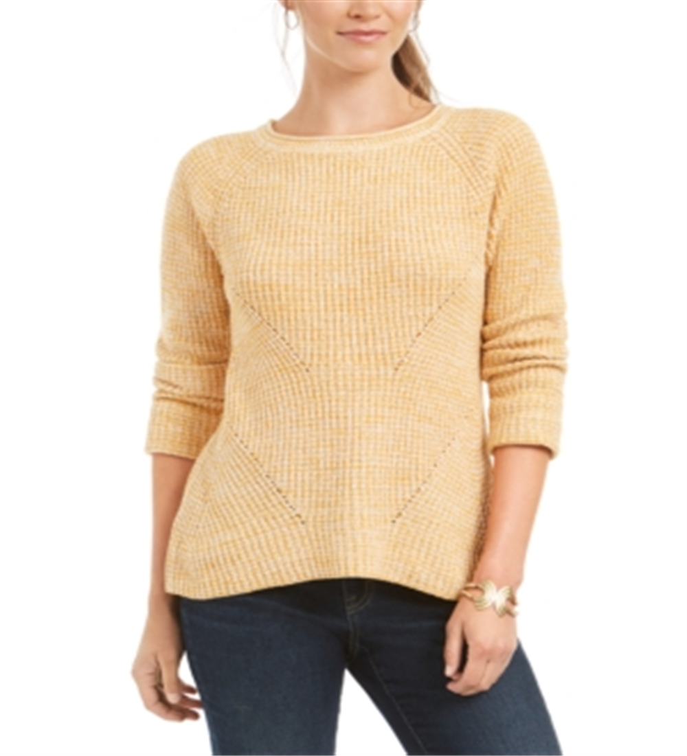 Style & Co Women's Marled Knit Sweater Yellow Size Petite Medium