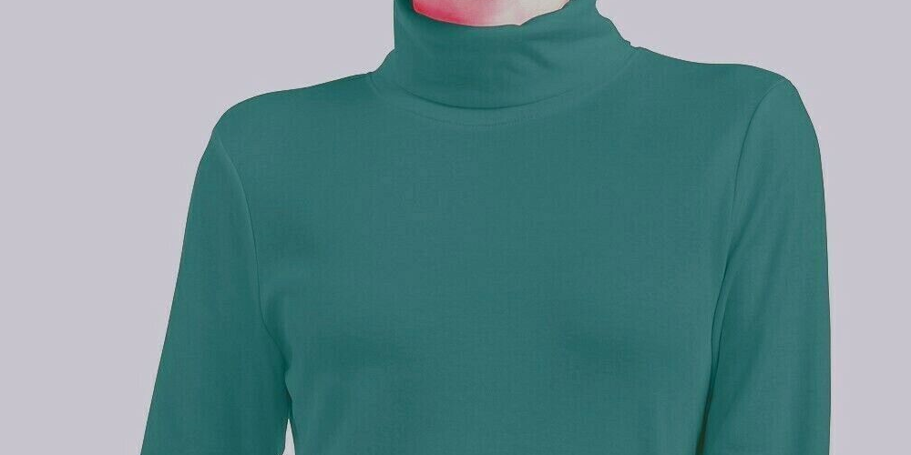 Karen Scott Women's Turtleneck Long Sleeve Cotton Genuine Jade Pullover Top Green Size -M