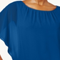 JM Collection Women's Flutter Sleeve Banded Hem Blouson Top Blue Size Petite Small