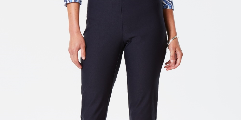 Charter Club Women's Cambridge Skinny Pull-On Tummy-Control Pants Bright Blue Size 18 S