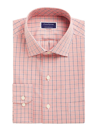 Club Room Men's Regular Fit Plaid Button Down Shirt Copper Size XL