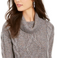 Charter Club Women's Cowl-Neck Cable-Knit Glitter Sweater Gray Size XX-Large