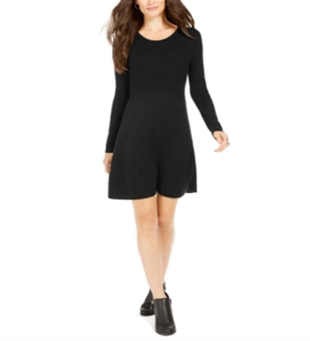 Style & Co Women's Ribbed Sweater Dress Black Size Petite S