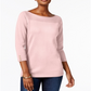 Karen Scott Women's Cotton Button Trim Sweater Pink Size Petite S/M
