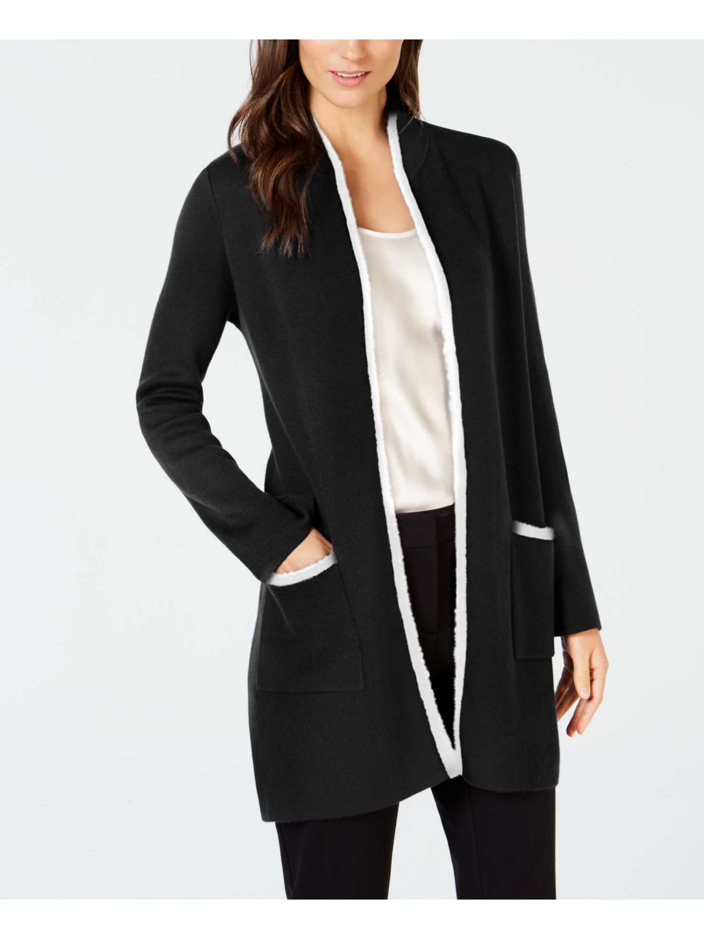 Alfani Women's Open Cardigan Sweater Black Size Petite X-Large