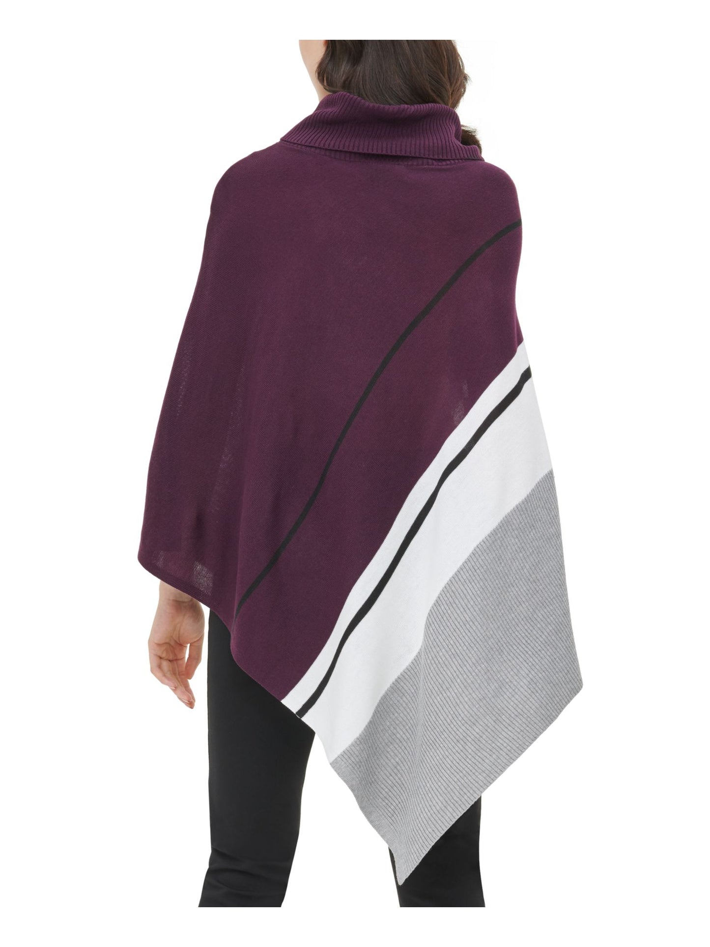 Calvin Klein Women's Striped Poncho Sweater Purple Size S