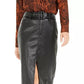 Bar III Women's Becca Tilley x Faux Leather Belted Slit Skirt Black Size X-Small
