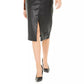 Bar III Women's Becca Tilley x Faux Leather Belted Slit Skirt Black Size X-Small