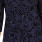 JM Collection Women's Flocked Velvet Jacquard Top Navy Size Small