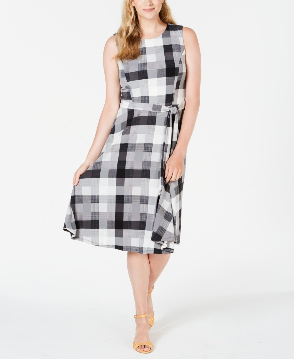 Charter Club Women's Plaid Midi Dress Black Size X-Large