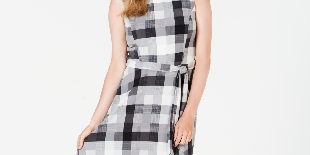 Charter Club Women's Plaid Midi Dress Black Size X-Large
