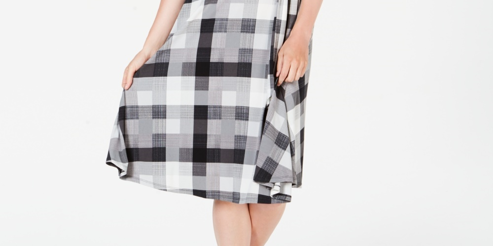 Charter Club Women's Plaid Midi Dress Black Size X-Large