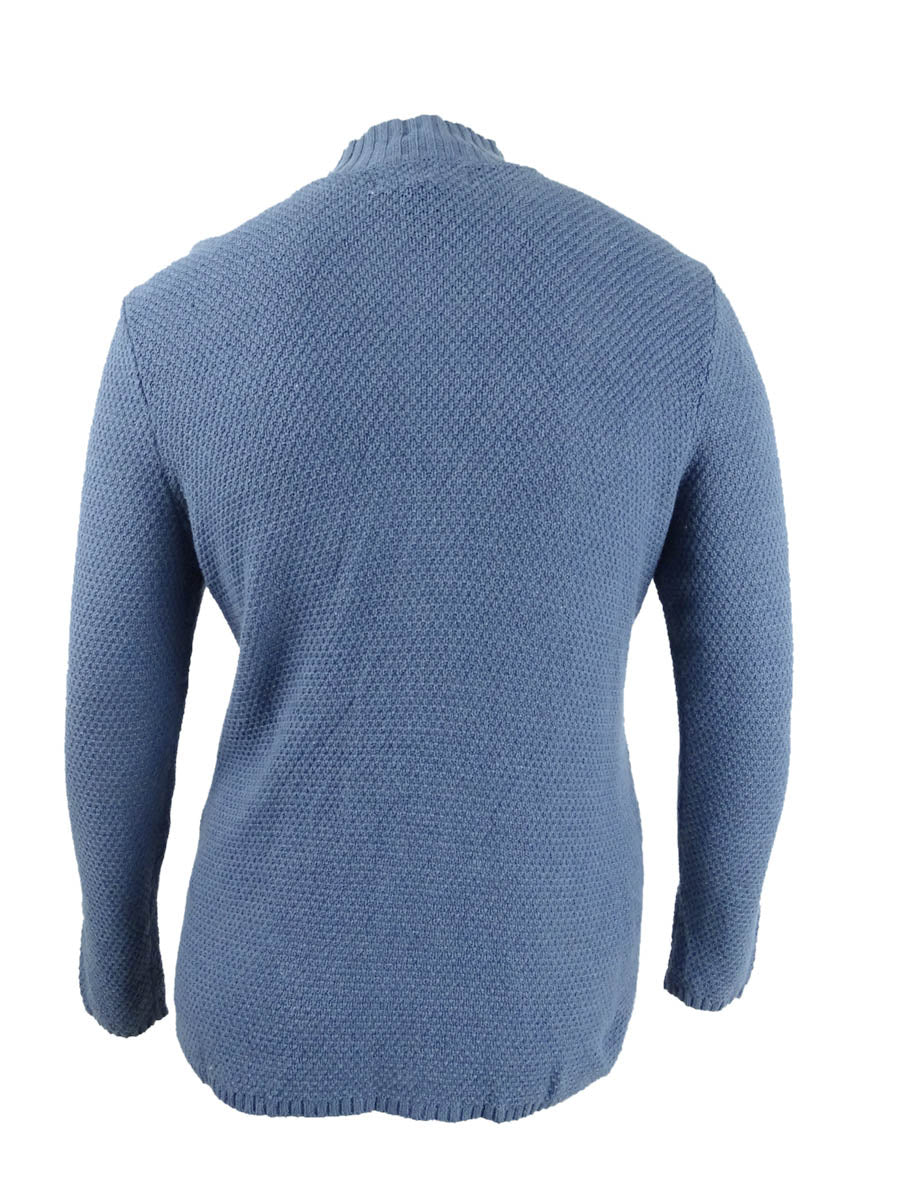 Karen Scott Women's Zip Front Sweater Blue Size Petite Large