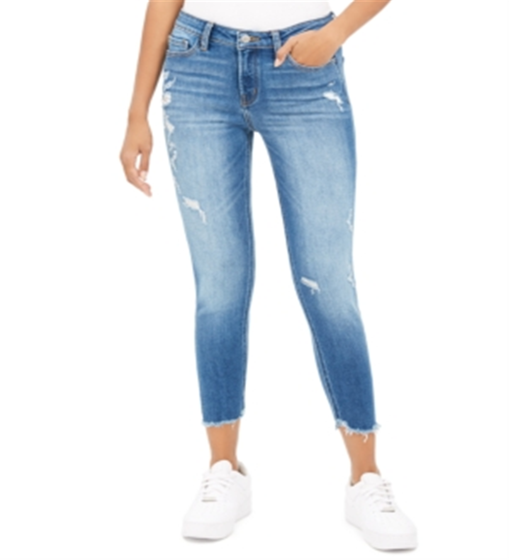 Flying Monkey Women's Cropped Distressed Skinny Jeans Blue Size 31