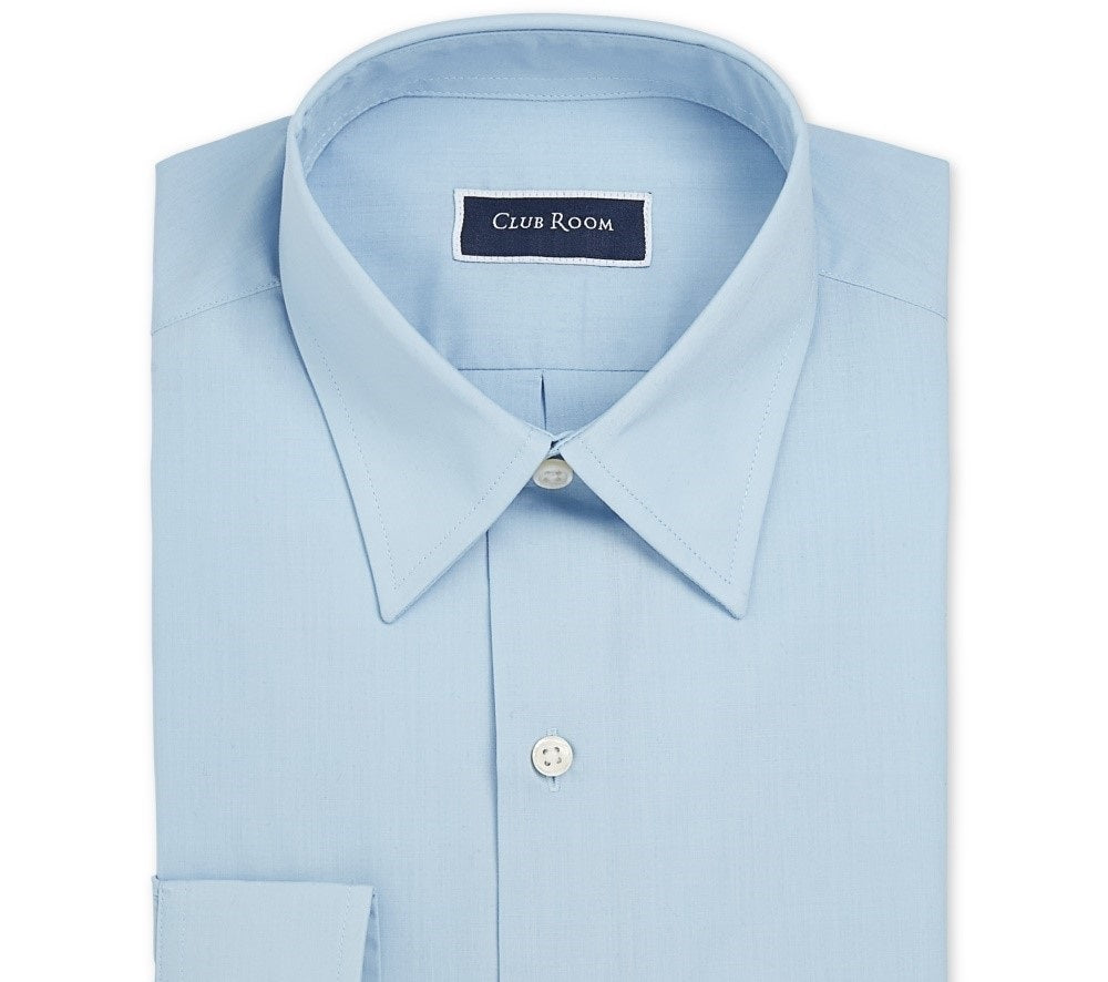 Club Room Men's Regular Fit Solid Dress Shirt Navy Size 32-33