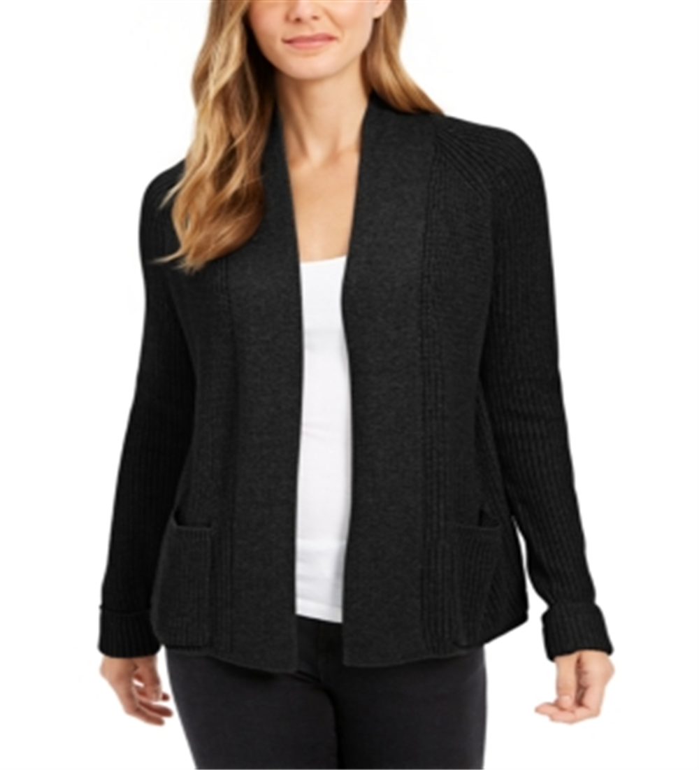 Charter Club Women's Cotton Cropped Cardigan Black Size Petite XL