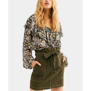 Free People Women's Splendor In The Grass Paperbag Waist Green Size 0