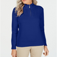 Karen Scott Women's Cotton Mock Neck Pullover Blue Size Petite
