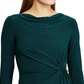 Ralph Lauren Women's 3/4 Sleeve Cowl Neck Above The Knee Cocktail Dress Green Size 8 P