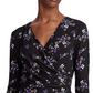 Ralph Lauren Women's Floral Long Sleeve V Neck Knee Length Wrap Dress Dress Black Size 4