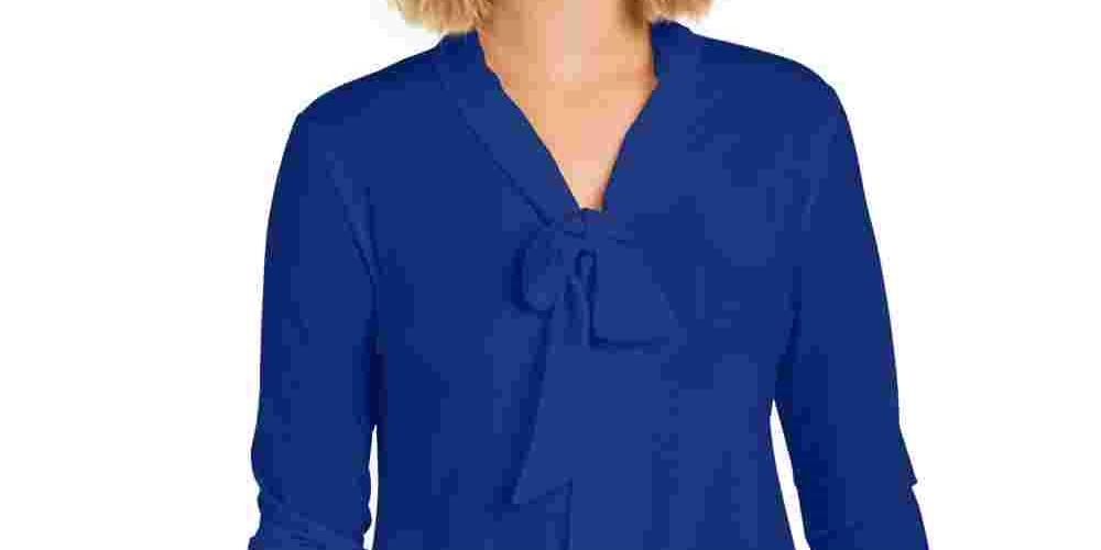 Charter Club Women's Woven Tie Top Blue Size Medium