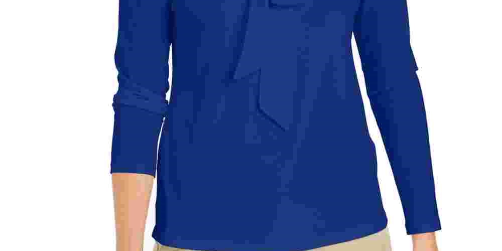 Charter Club Women's Woven Tie Top Blue Size Medium