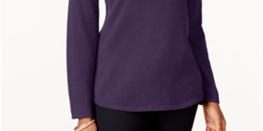 Karen Scott Women's Cotton Sweater Purple Size -Petite XL