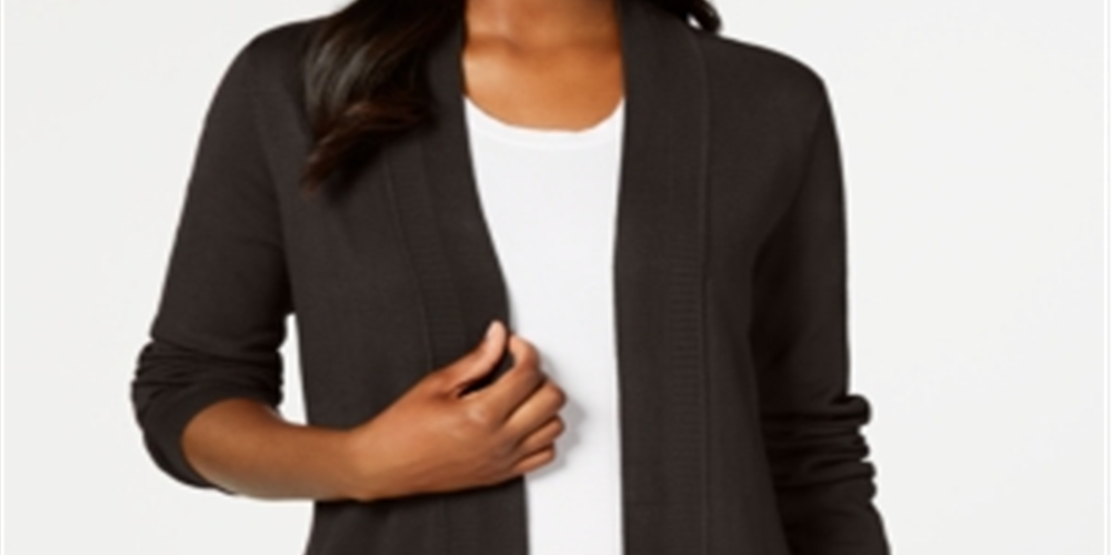 Karen Scott Women's Open Front Cardigan Brown Size X-Small