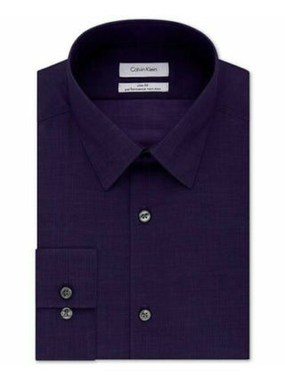 Calvin Klein Men's Long Sleeve Work Dress Shirt Purple Size 17.5X36X37