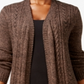 Karen Scott Women's Marled Knit Duster Cardigan Brown Size Petite S/M
