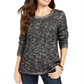 Style & Co Women's Marled Eyelash Sweater Black Size Petite Small