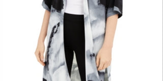 Alfani Women's Printed Cardigan Gray - Marbel Size Petite L