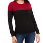Charter Club Women's Colorblocked Button Trim Sweater Red Size Petite Medium