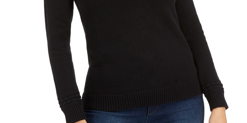 Charter Club Women's Colorblocked Button Trim Sweater Red Size Petite Medium