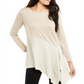 Alfani Women's Colorblocked Asymmetrical Sweater Cocoa Butter Size Petite XL