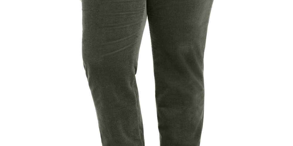 Charter Club Women's Plus Size Lexington Tummy Control Corduroy Jeans Green Size SP