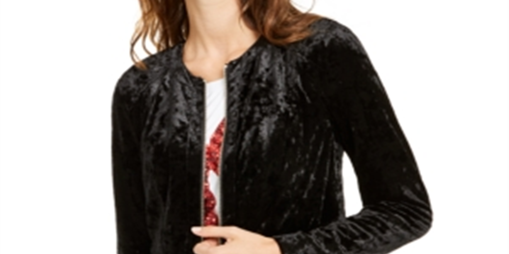 INC International Concepts Women's Crushed Velvet Peplum Black Size Petite Small